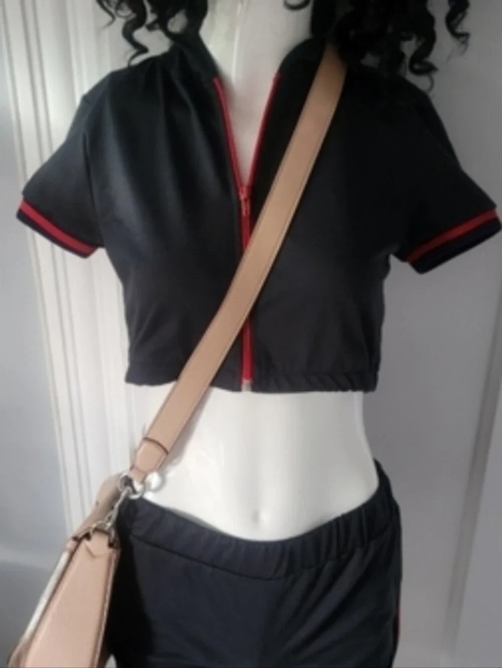 New Black & Red Stripes Short Sleeve Hoodie & Shorts Set